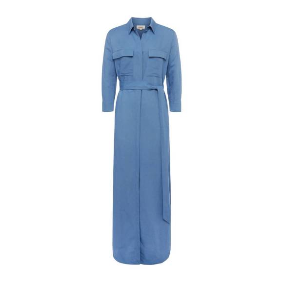 NEW L'AGENCE cameron long shirt dress in blue mist - Picture 4 of 4
